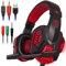 Gaming Headset con microfono e LED Light per laptop, portatile, PS4 e il nuovo Xbox One, DLAND 3.5mm Wired Noise Isolamento Gaming Headphones - Controllo del Volume (Nero e Rosso).