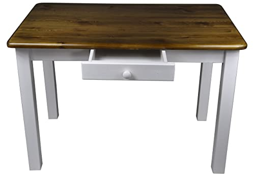 Magnetic Mobel Esstisch mit Schublade Küchentisch Tisch Restaurant Massiv Holz Kiefer (70x70, Eiche)