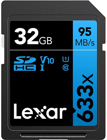 Lexar Professional 633x Scheda SD 32 GB, Scheda di Memoria SDXC UHS-I, U1, V10, Class 10, Fino a 95 MB/s di Lettura, SD Card per DSLR di Fascia Media, Videocamera HD, Fotocamere 3D (LSD32GCB1EU633)