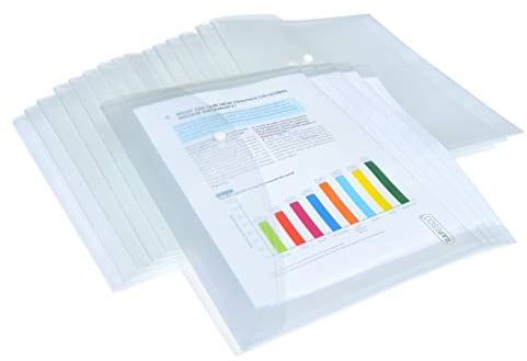 Rapesco 1496 Dokumentenmappe mit Druckknopf, A4+, Transparent, 20 Stück