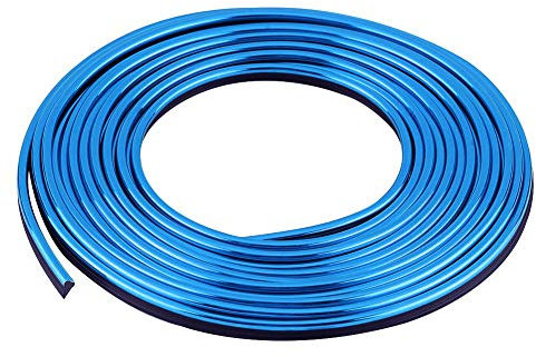 Pegatinas interior coche, tira adhesiva para decorar salpicadero e interior de puertas, 5m de largo(Azul)