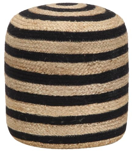 vidaXL Sitzpuff Pouf Sitzpouf Puff Sitzkissen Sitzhocker Fußhocker Hocker Fußbank Ottoman Fußbank Fußschemel Handgefertigt Schwarz 40x45cm Jute