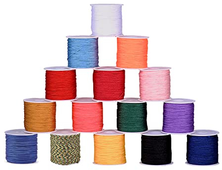 PH PandaHall 0.8mm 15 Colori Nylon Filo per Perline Filo Intrecciato Cavo per Macrame Forniture per Fabbricazione di Gioielli Artigianato