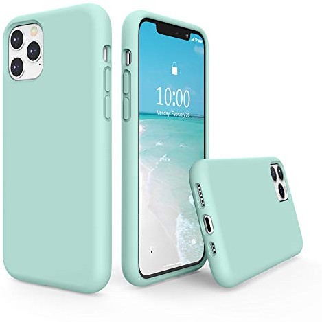 SURPHY Liquid Silicone Case Compatible with iPhone 11 Pro Case, Soft Rubber with Microfiber Cloth Lining Full Body Design Shockproof 5.8 inch Phone Case for iPhone 11 Pro, Mint