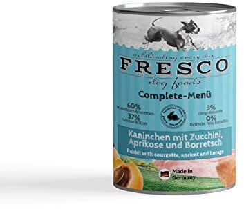 Complete-Menü Kaninchen mit Zucchini, Aprikose und Borretsch (haltbares B.A.R.F.)