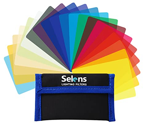 Selens 20 Stück Universal Gele Beleuchtung Farbfilter Kit für Camcorder LED-Video-Blitzlicht, DSLR, 9,5x6,5cm Transparente Farbkorrektur Beleuchtungsfilm Kunststofffolien