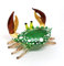 ZOOCRAFT Dekofigur aus Glas, Motiv: blühende grüne Krabbe, handgefertigt, Miniatur-Ornament, Marine Collection