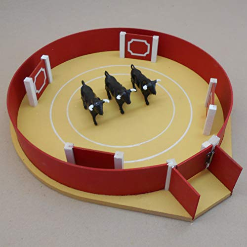 Plaza de Toros para Playmobil Mini Artesanal – Completa con Arena, Burladeros y Toritos Incluidos - Madera de Calidad - Hecho a Mano por Artesanos Profesionales - AMBIENTS ARTESANIA