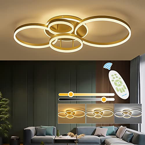 XEMQENER LED Ceiling Light, 77W Dimmable Chandeliers with Color & Brightness Adjustable, Modern LED Ceiling Lamp with Remote & Memory Function for Living Room, Bedroom, Kitchen, Hallway, Office