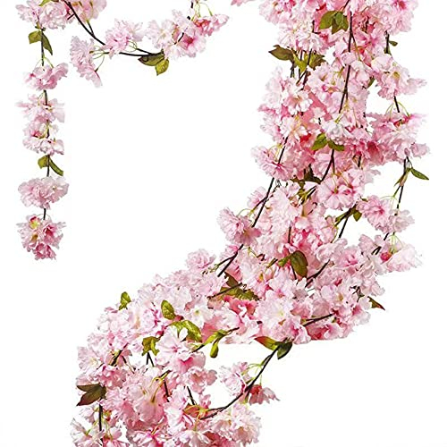 AIVORIUY 3pcs 1.8m Künstliche Kirschblüte Girlande Wandbehang Blumen Rosa Blumengirlande Gefälschte Blumen Girlande Deko für Hause Hochzeit Balkon Garten Party Indoor Outdoor Wand Dekoration