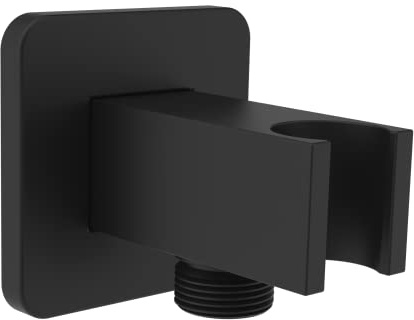 Aquaiaw Wall Supply Elbow with Flange, Solid Brass, Electroplate Matte Black, Female Inlet Tapered 1/2 NPT. The product in review photos is NOT Aquaiaw Wall Union.