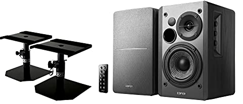 Edifier Studio R1280DB BK 2.0 Lautsprechersystem Black Stativ Set (aktives Lautsprecherpaar mit Bluetooth & Digitaleingängen inkl. Tischstativen) Schwarz