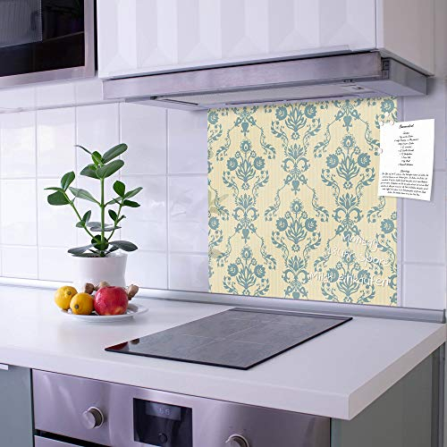 banjado Küchenrückwand Glas ohne Bohren 60x60cm – Glasrückwand Küche mit Motiv Tapete Blumen/Spritzschutz Küchenrückwand Glas/selbstklebende Küchenrückwand Platte - magnetisch & beschreibbar