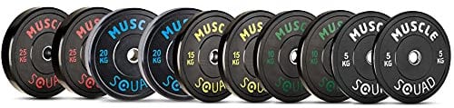 MuscleSquad Olympic Rubber Bumper Plates 5kg - 25kg Set