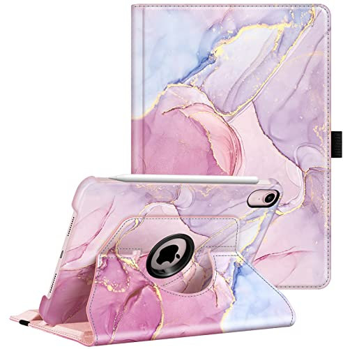 FINTIE Case for iPad Mini A17 Pro (2024) 8.3 Inch, iPad Mini 7th / 6th Generation (2024/2021), 360 Degree Swiveling Stand Protective Back Cover, Auto Wake/Sleep, Glittering Marble