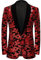 PYJTRL Herrenmode Samt Pailletten Blumenmuster Anzugjacke Blazer (XL, rot)