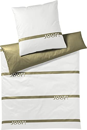Joop! Mako Satinbettwäsche Logo Stripes (135x200, Olive)