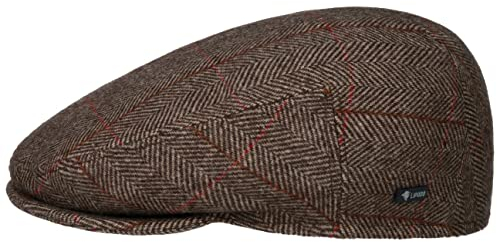 Lipodo Flatcap mit Karomuster Herren - gefütterte Schiebermütze mit Wolle - Made in Italy - Karierte Herrenmütze mit Schirm - Schirmmütze Herbst/Winter beige 60 cm