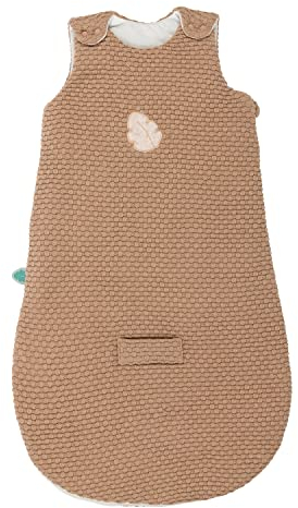 Nattou Baby-Schlafsack für den Sommer, Blattmotiv, 100 % Baumwolle (Außen), 100 % Polyester (Innen), 70 cm, Vegan, Boris & Jungo, Beige