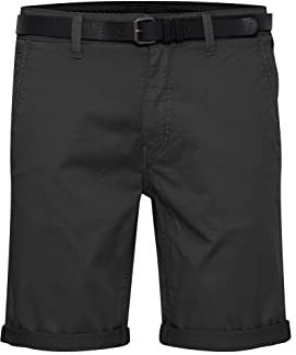 Blend 20715128 Herren Chino Shorts Bermuda Kurze Hose mit Gürtel Chinoshorts mit Stretch Regular Fit, Größe:S, Farbe:Black (194007)