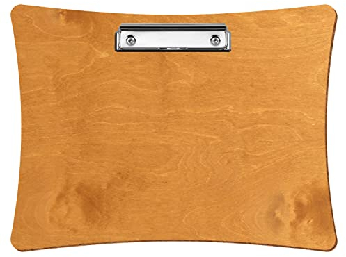 Bütic Holz Klemmbrett konkav Birnbaum für DIN A3 A4 A5 A6 aus 3 mm Birkensperrholz und mit widerstandsfähigem Klarlack versiegelt, Format:A4 quer, Klemme:Bügelklemme silber