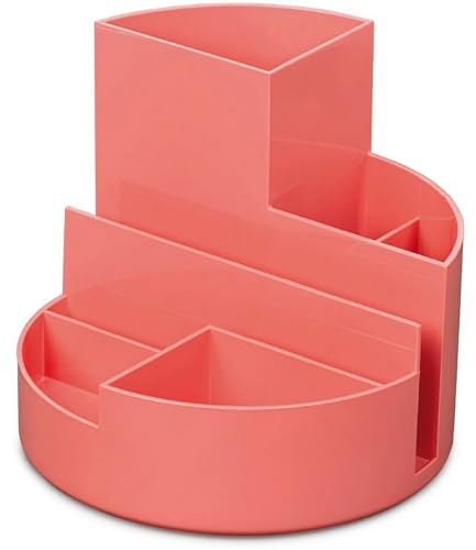 MAUL Schreibtisch Organizer MAULrundbox Ø14x12,5cm | Organizer mit 6 Fächern | Stiftehalter für Stifte, Marker und Schere | Stifte Organizer für Büro und Schreibtisch | Touch of Rose