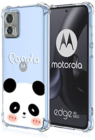 COMAKU Hülle Kompatibel mit Motorola Moto Edge 30 Neo Hülle klar Transparent Schlanke Schutzhülle Weich TPU Stoßstange 3D Geprägtes Mädchen Muster Stoßdämpfung Schutzhülle - Panda
