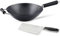 Ken Hom großer Wok 31 cm Induktion Antihaft aus Karbonstahl mit Phenolharz-Griff - Set inkl. Hackmesser 18 cm