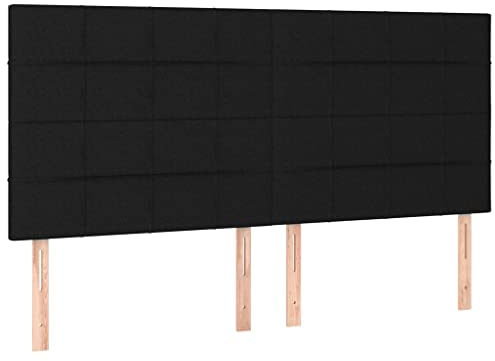 vidaXL 4X Kopfteil Polsterkopfteil Bettkopfteil für Bett Bettrahmen Betthaupt Bettgestell Schlafzimmer Bettzubehör Schwarz 100x5x78/88cm Stoff