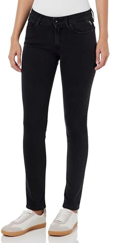 Replay Damen Jeans New Luz Skinny-Fit mit Comfort Stretch, Black 098-1 (Schwarz), 25W / 32L