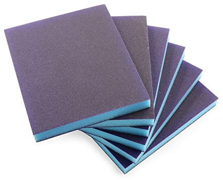 6Pcs 220 Grit Sanding Sponge, Jamiikury Sanding Blocks Washable and Reusable, Wet Dry Sandpaper Sponge for Wood Metal Furniture Paint and Drywall