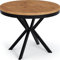 WFL GROUP Table à Manger Extensible Ronde - Style Industriel Loft - 100 à 180 cm - Chêne Lancelot