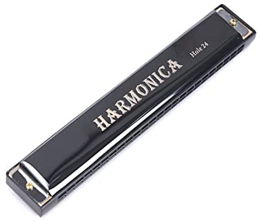 Standard Mundharmonikas 24-Loch-Mundharmonika Tonart C-Mundharmonika Tremolo-Mundharmonika Zweireihig Für Anfänger (Color : Bk)
