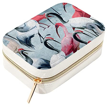 Mini-Schmuckkästchen, doppellagig, tragbar, für Reisen, Schmuck, Aufbewahrungsboxen, Storch, Tier