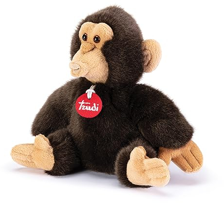 Trudi Scimmia Bisko Scimmietta Mascotte Peluche, scimpanzè Regalo di Natale e Compleanno. | 33x30x19cm Taglia M | Animali Esotici Tropicali | Modello 27147