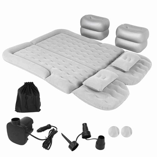 Aufblasbares Autobett, Luftmatratze, Campingbett, Auto-Luftmatratze, Aufblasbares, Verdicktes Reisebett, Isomatte, Camping-Zubehör (Grau)