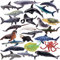 TOYMANY 24 Stück Ocean Spielfiguren Set - Meerestier-Figuren, Plastiktiere, Mini-Tiere - Meer Ozean Fisch Hai Wal Oktopus - Zum Spielen oder als Deko