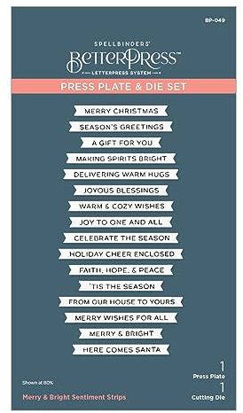 Spellbinders Merry & Bright Sentiment Strips Press Plate & Die Set from The More BetterPress Christmas Collection