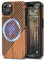 TENDLIN Magnetische Schutzhülle Kompatibel mit iPhone 15 Hülle Holz und Leder Hybrid Handyhülle (Kompatibel mit MagSafe) Rotes Sandelholz