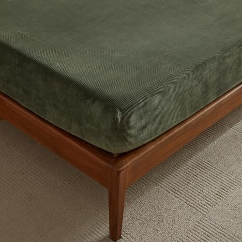 ARYURBU Flanell Spannbettlaken 180x200 cm bis 25-35 cm Steghöhe Grün - Warm Fleece Cashmere Touch Spannbetttuch Kuschelig & Weich für Boxspringbett Topper Matratze