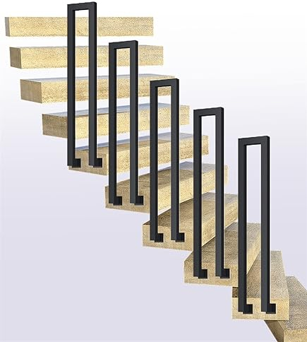 NEPHRA Handlauf Geländer Außen Schwarz Quadratisch, für Außenstufen und Treppen Geländer, U-Form Treppengeländer, für Gartenhäuser, Terrassen, Balkone - innen und außen (Größe : 80cm)