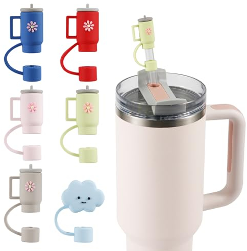 6st Straw Cover für Stanley Cup 30/40oz, Silikon Trinkhalmaufsatz Flaschenwolkenform Einfache Moderne Trinkhalmspitzen Wiederverwendbar Niedlich Trinkbecher Zubehör (Viele Farben)