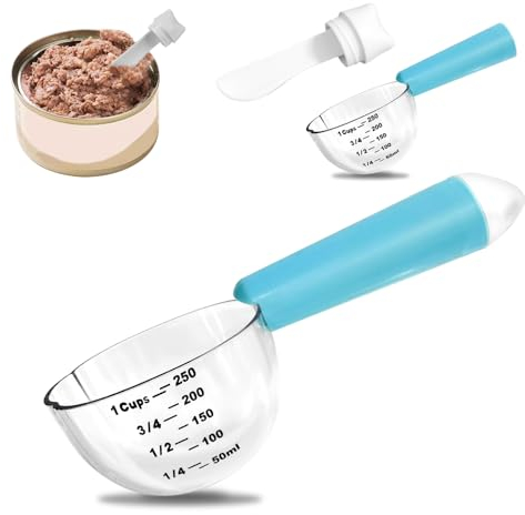 SSyang Dog Food Measuring Scoop 1Cup,Cat Food Scoop, 250ml Pet Food Scoop,Cat Spoons for Wet Food,Accurate Measurement,Also Can be Used for Rice, Flour, Soybean And Other Kinds of Grain (Blue)