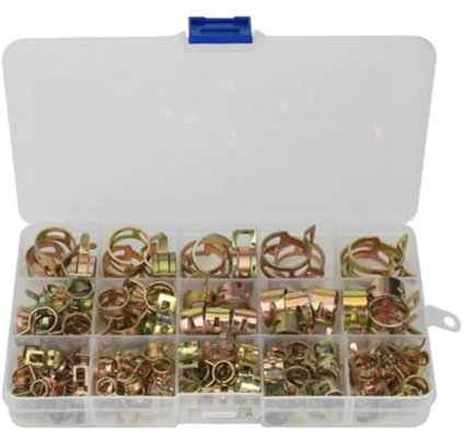 100/115pcs Spring Hose Clamps 6-22mm Zinc Plated Spring Clip Fuel Line Hose Water Pipe Air Tube Clamps Fastener Pipe Clamp (Color : 115pcs 6-22mm)