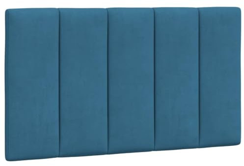 vidaXL Kopfteil Kissen Hanko, Kopfteilkissen mit Linien-Design, Bett Kopfkissen mit Klettverschlüssen auf Rückseite, Kopfteilpolster Kopfpolster, Blau 80cm Samt