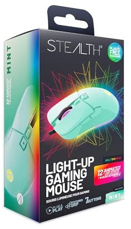 STEALTH Pastel Green LED Light-Up 7-Button Gaming Mouse - Comaptible with Gaming Consoles and PC