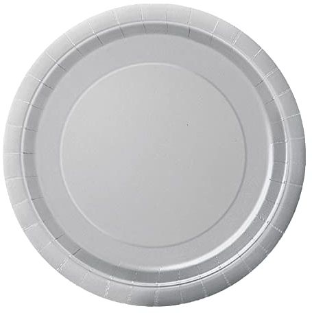 Trimming Shop Piatti da dessert rotondi resistenti da 18 cm, colore argento, confezione da 8, per barbecue, matrimoni, anniversari, compleanni, occasioni multiuso