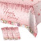 Geburtstagsparty Tischtuch Set, 220x130cm, 3 Stück, Rose Gold Floral Design Happy Birthday Tischdecke, Party Tischdecke Pink für Happy Birthday Deko, Geburtstagsdeko Mädchen, Babyparty