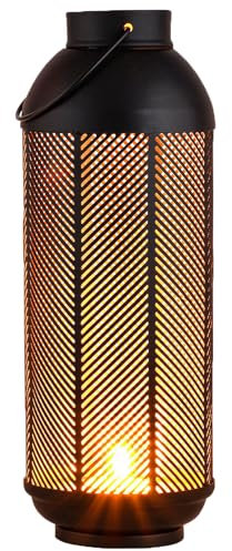 Marrakesch Skandinavische Deko Windlicht Laterne 29cm aus Metall schwarz Gold | Teelichthalter als Tischdeko Wohnzimmer Deko | Kerzenhalter Windlichter Alesia als Balkon Terrasse & Garten Gartendeko