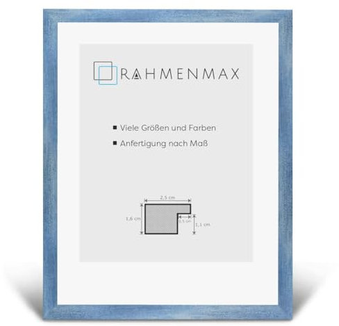 RahmenMax Skane Puzzlerahmen 36x49 cm Bilderrahmen Hellblau Gewischt Hintergrund Weiss Kunstglas klar